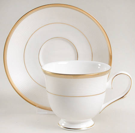 Opal Innocence Stripe Gold Footed Cup & Saucer Set by Lenox