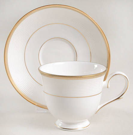 Opal Innocence Stripe Gold Footed Cup & Saucer Set