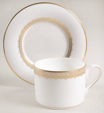 Lace Couture Gold Flat Cup & Saucer Set