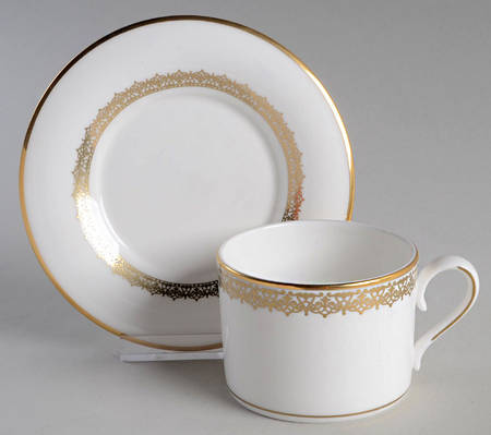 Lace Couture Gold Flat Cup & Saucer Set