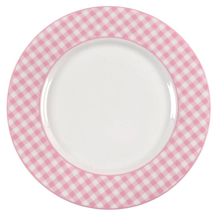 Gingham Pink Dinner Plate