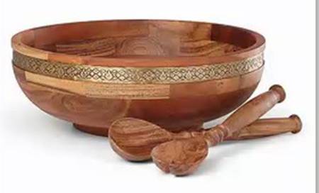 Global Tapestry (3 Pc) Wood Salad Set (15" Bowl & SLD2WS)