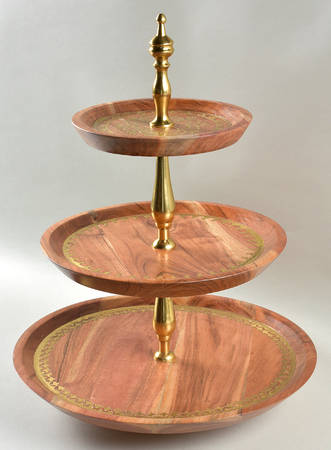 Global Tapestry 3 Tiered Wood Serving Tray