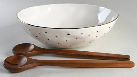 Blue Bay 12" Salad Bowl & Wood Serving Set
