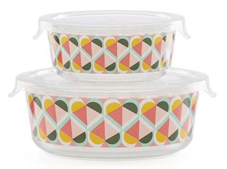 Geo Spade (Set of 2) Glass Food Storage (20 Oz & 30 Oz)