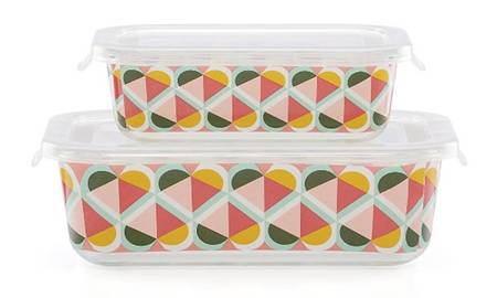 Geo Spade (Set of 2) Rect Glass Food Storage (21 Oz & 51 Oz)