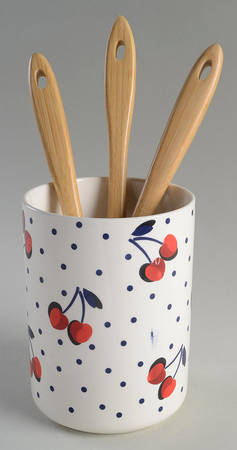 Vintage Cherry Dot Utensil Set (Holder & Utensils)