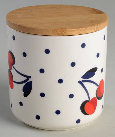 Vintage Cherry Dot Small Canister & Lid