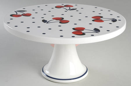 Vintage Cherry Dot 10" Diameter Pedestal Cake Stand by Lenox