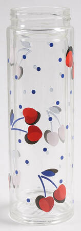 Vintage Cherry Dot Glass Water Bottle No Lid