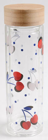 Vintage Cherry Dot Glass Water Bottle & Lid
