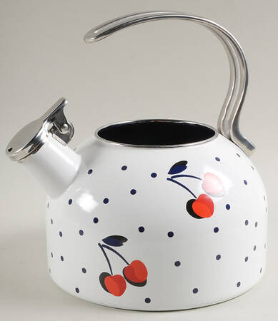 Vintage Cherry Dot Metal Kettle No Lid