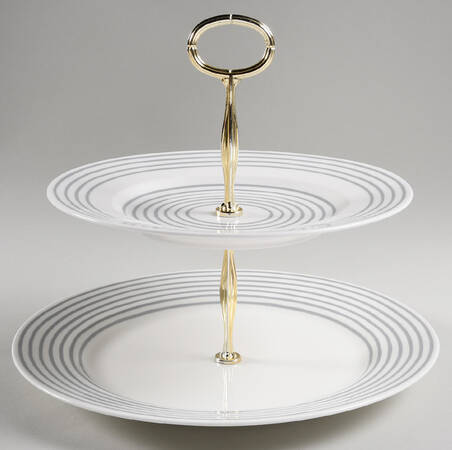Charlotte Street-Slate 6 5/8"-10"  2 Tiered Serving Tray (Dp, Sp) HC
