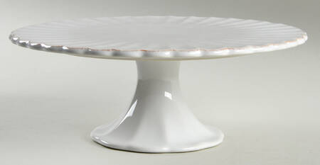 French Perle Scallop Pedestal Stand for Cake Plate & Glass Dome