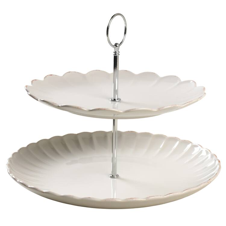 French Perle Scallop 2 Tiered Serving Tray (Dinner & Salad Plate)