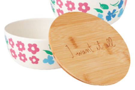 Floral Field Round Bamboo Lunch Box & Lid