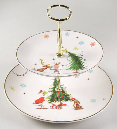 Merry Grinchmas 6 5/8"-10"  2 Tiered Serving Tray (Dp, Sp) HC