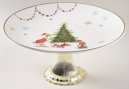 Merry Grinchmas Cake Stand with 4"-5" Metal Pedestal  Hc