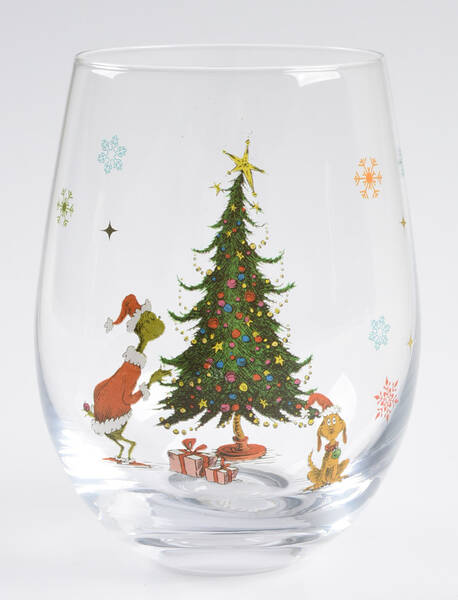 Merry Grinchmas Glassware Stemless Wine