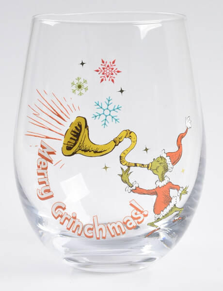 Merry Grinchmas Glassware Stemless Wine