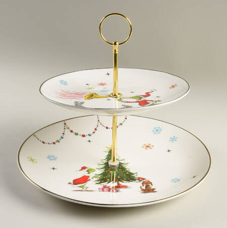 Merry Grinchmas 2 Tiered Serving Tray (Dinner & Salad Plate)