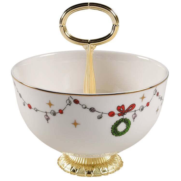 Merry Grinchmas 6"-7" Handled Footed Nut Dish HC