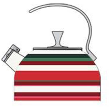 Merry & Bright-Striped Metal Kettle & Lid