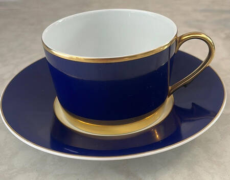 Aldon Navy Blue Flat Cup & Saucer Set