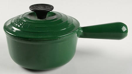 Emerald Green Cast Iron 3/4 Qt Saucepan & Lid