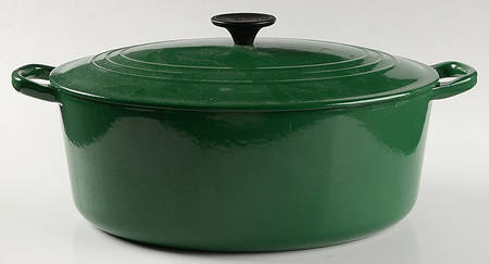 Emerald Green 6.75 Qt Cast Iron Oval Dutch Oven & Lid