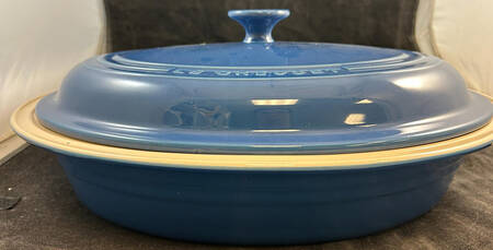 Heritage Blue 6 Qt Oval Covered Casserole