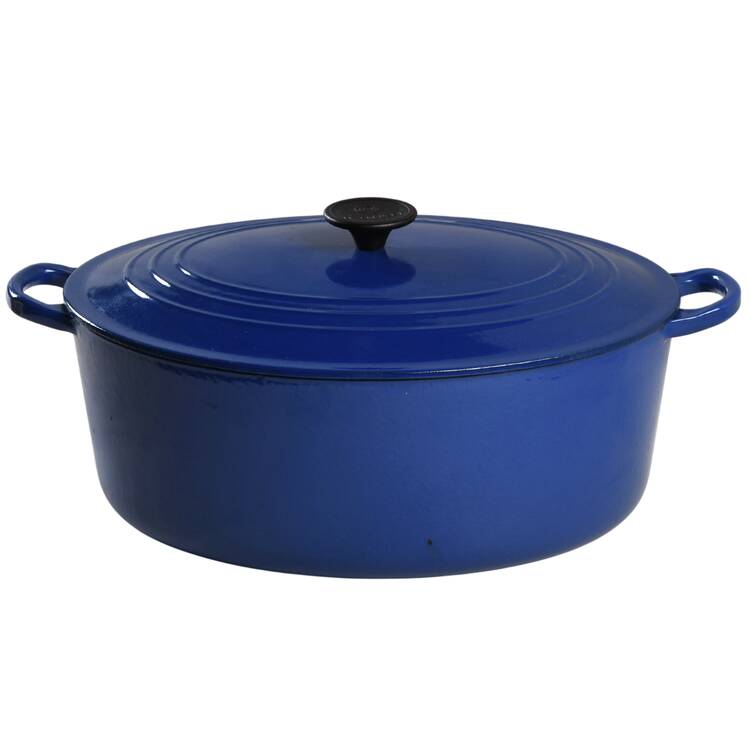 Heritage Blue 9.5 Qt Cast Iron Oval Dutch Oven & Lid