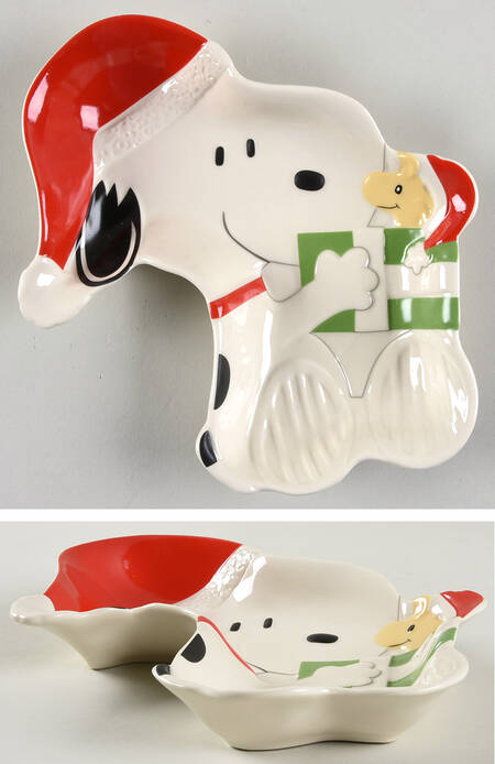 Snoopy Christmas Figural Open Candy Dish