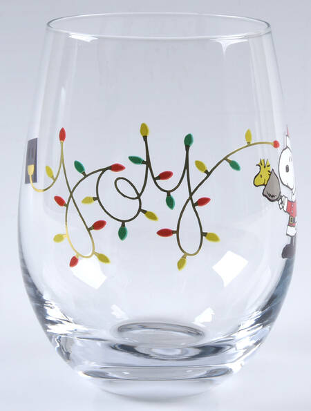Snoopy Christmas Glassware Stemless Wine