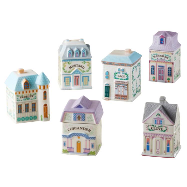 Lenox Village (2nd Edition) (Box Set of 6) Spice Jars (Mustard,Marjoram,Sage,Coriander,Parsley & Clove)