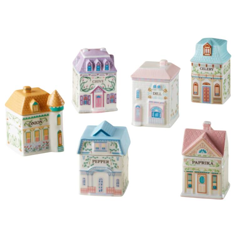 Lenox Village (2nd Edition) (Box Set of 6) Spice Jars (Chives, Celery, Dill, Pepper, Onion & Paprika)