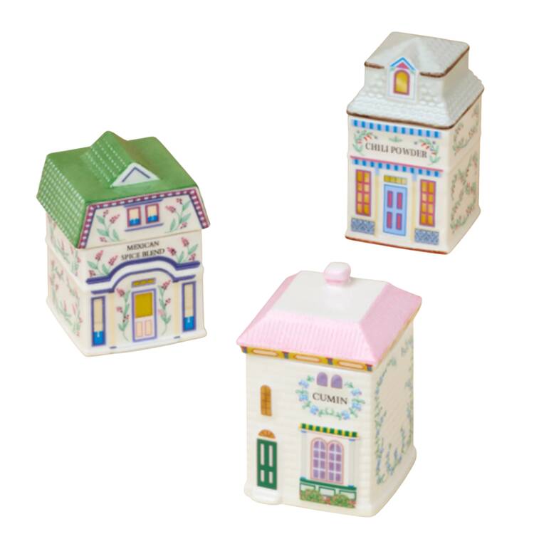 Lenox Village (2nd Edition) Spice Jars (Box Set of 3: Chili Powder, Cumin, Mexican Spice)