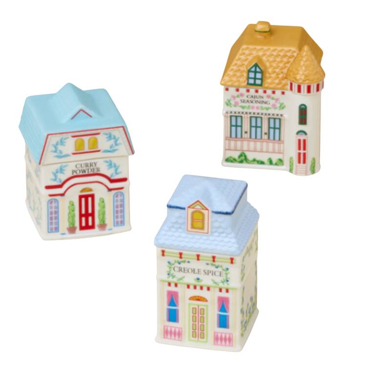 Lenox Village (2nd Edition) Spice Jars (Box Set of 3: Cajun Seasoning, Creole Spice, Curry)