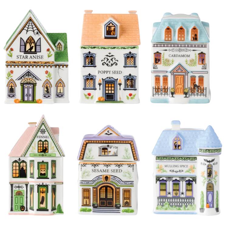 Lenox Village (2nd Edition) Halloween Spice Jars - Boxed Set of 6