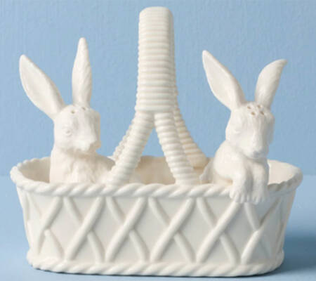 Wicker Creek Easter Figural Salt and Pepper Tray Set