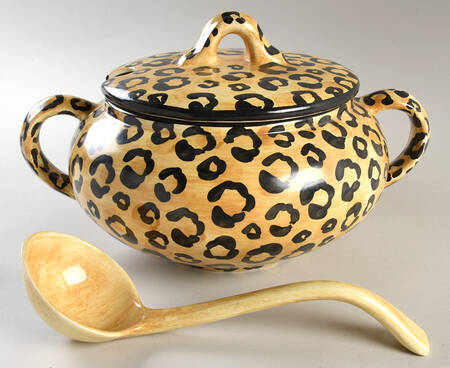 Leopard Print Tureen & Lid w/Ladle