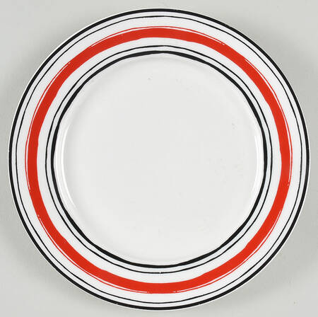 Illustrated Stripes-Red Salad Plate