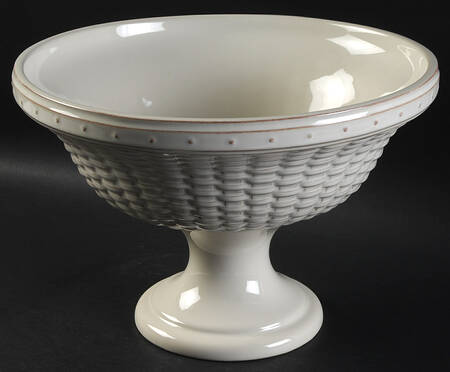 Woven Reflections Cream Round Compote (Height X Width)
