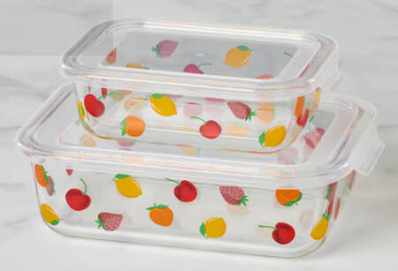 Tutti Fruity (Set of 2) Rect Glass Food Storage (21 Oz & 51 Oz)