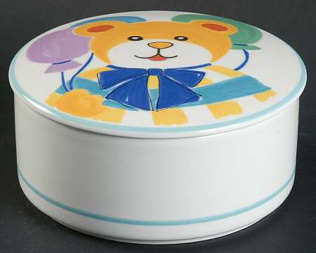 Happy Bear 4" Round Box & Lid