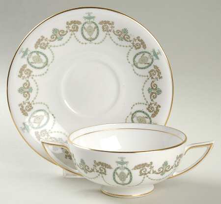 Adam Footed Cream Soup Bowl & Saucer Set by Minton