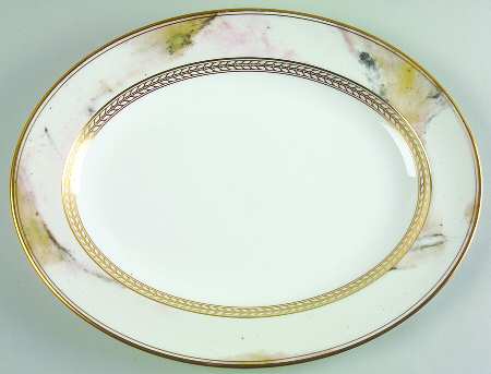Alabaster & Gold 13" Oval Serving Platter
