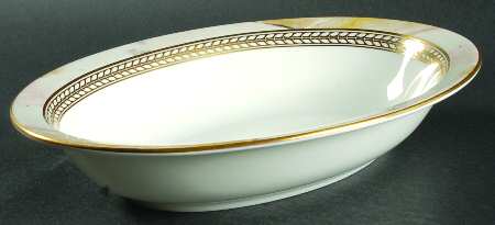 Alabaster & Gold 10" Oval Vegetable Bowl