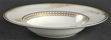 Alabaster & Gold Rim Soup Bowl