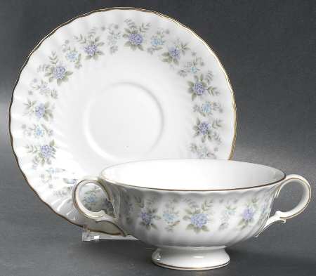 Alpine Spring Footed Cream Soup Bowl & Saucer Set
